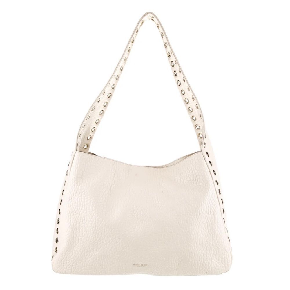 IVORY Stud-Trim Leather Shoulder Bag